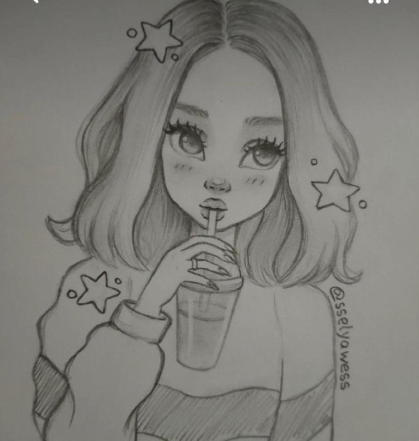 Девушка нарисованная легко