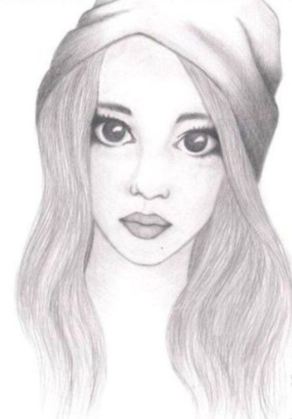 Девушка нарисованная легко