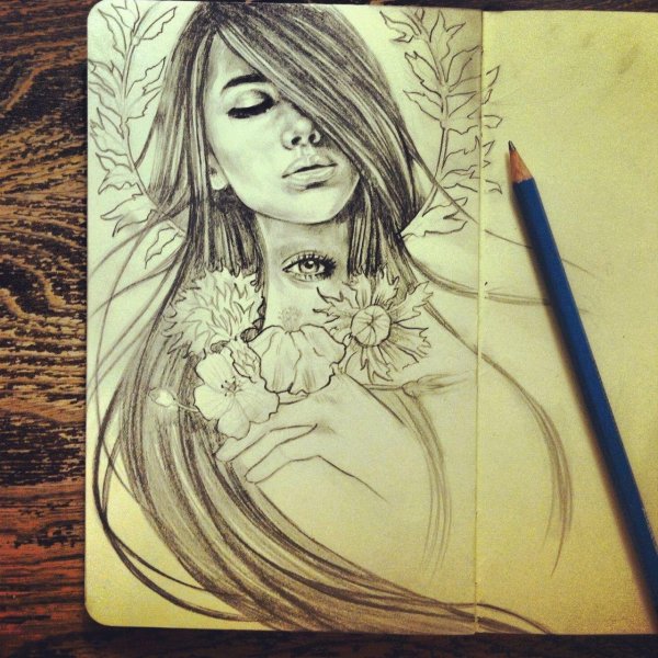 Девушка нарисованная легко