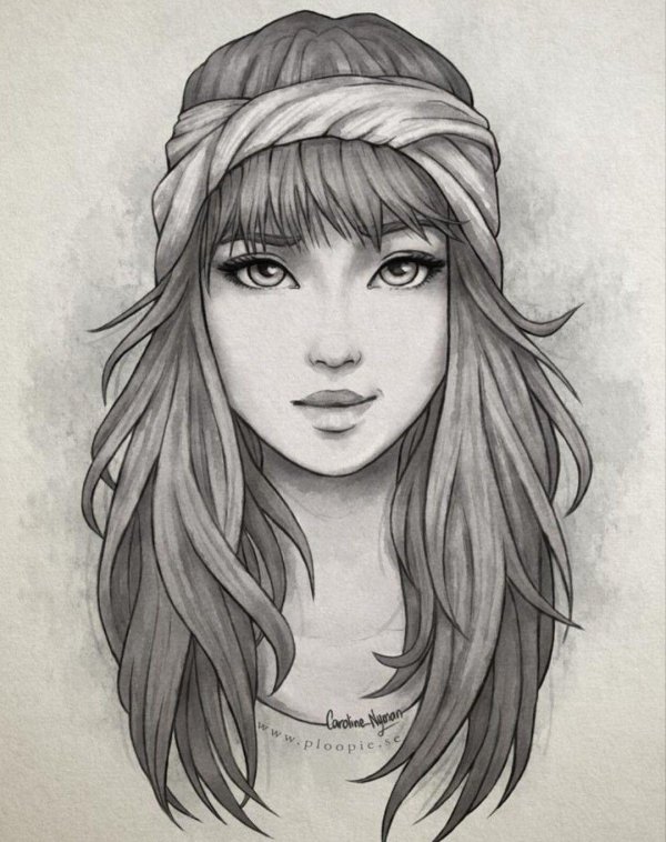 Девушка нарисованная легко