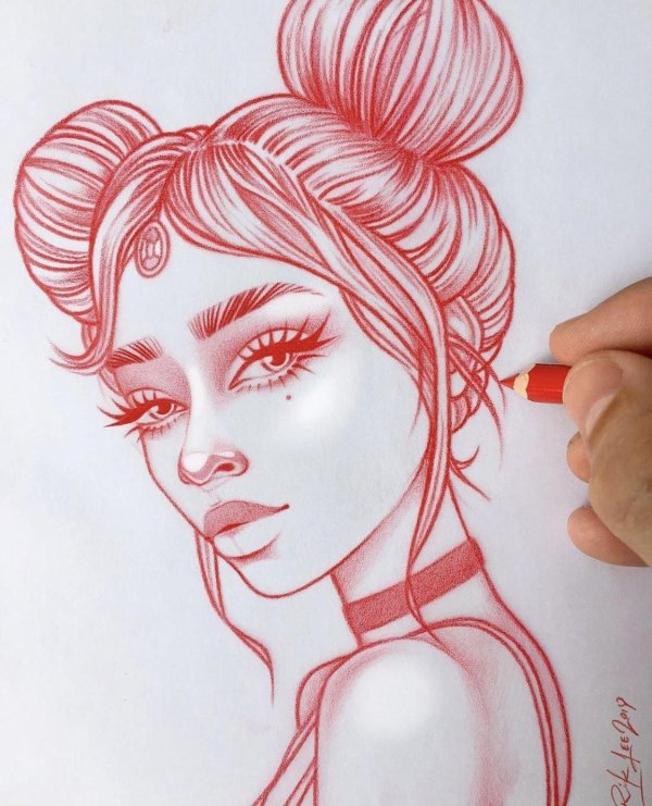 Девушка нарисованная легко