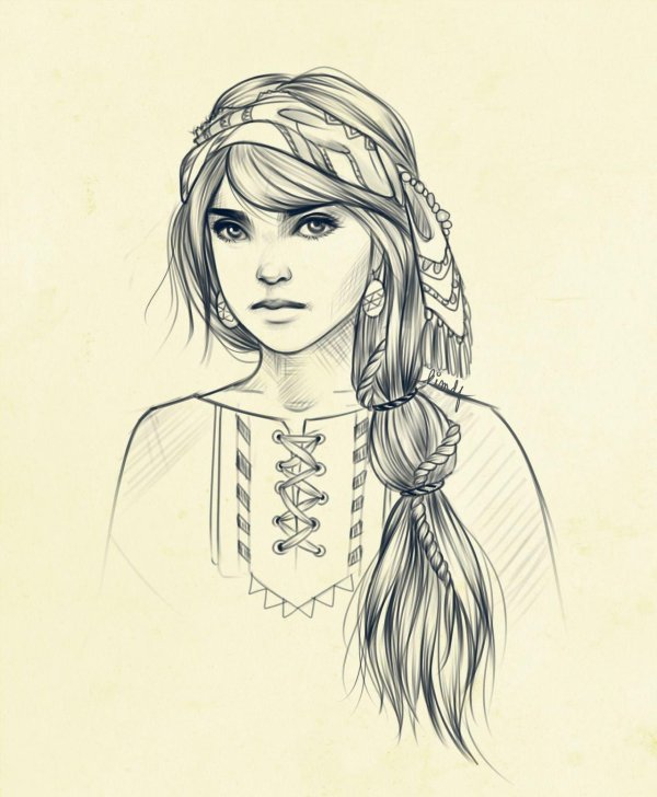 Девушка нарисованная легко