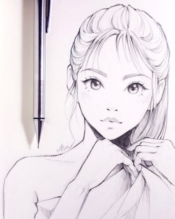 Девушка нарисованная легко