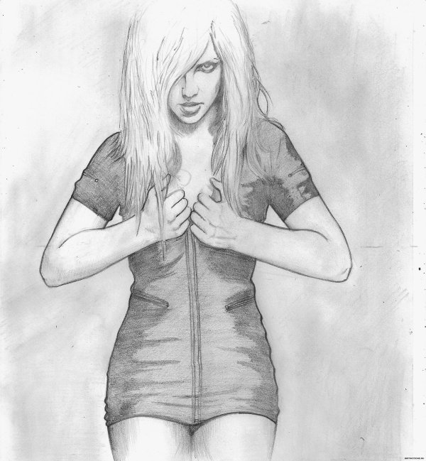 Девушка нарисованная легко