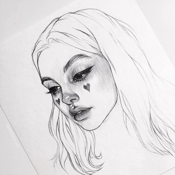 Девушка нарисованная легко