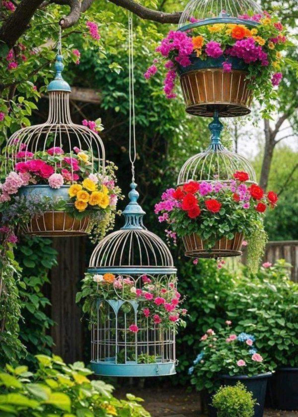 клетка с цветами декор