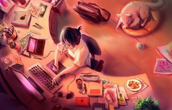 Девушка за компьютером