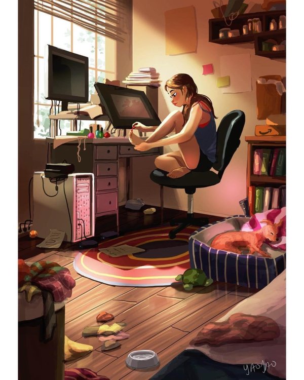 Девушка за компьютером