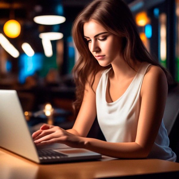 Девушка за компьютером