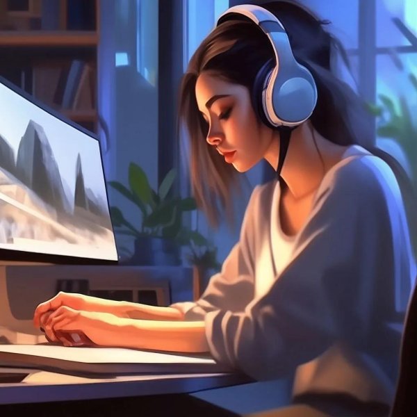 Девушка за компьютером