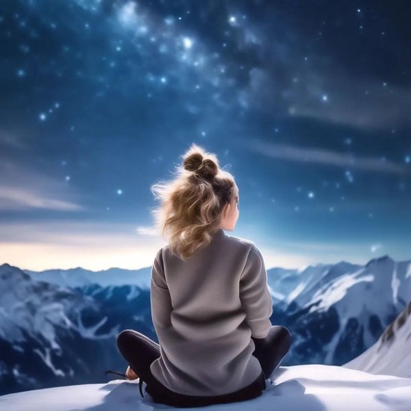 Зима девушка спиной