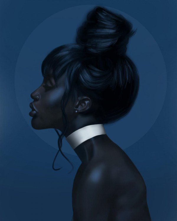 Девушка черным цветом