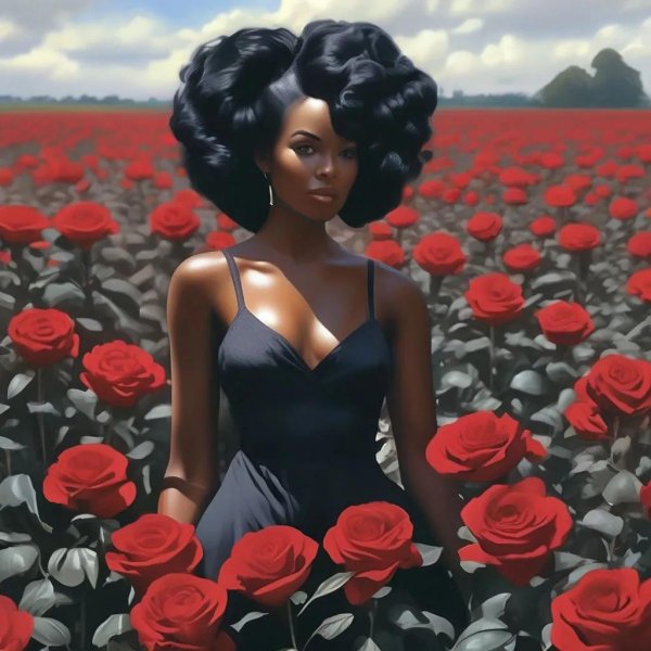 Девушка черным цветом