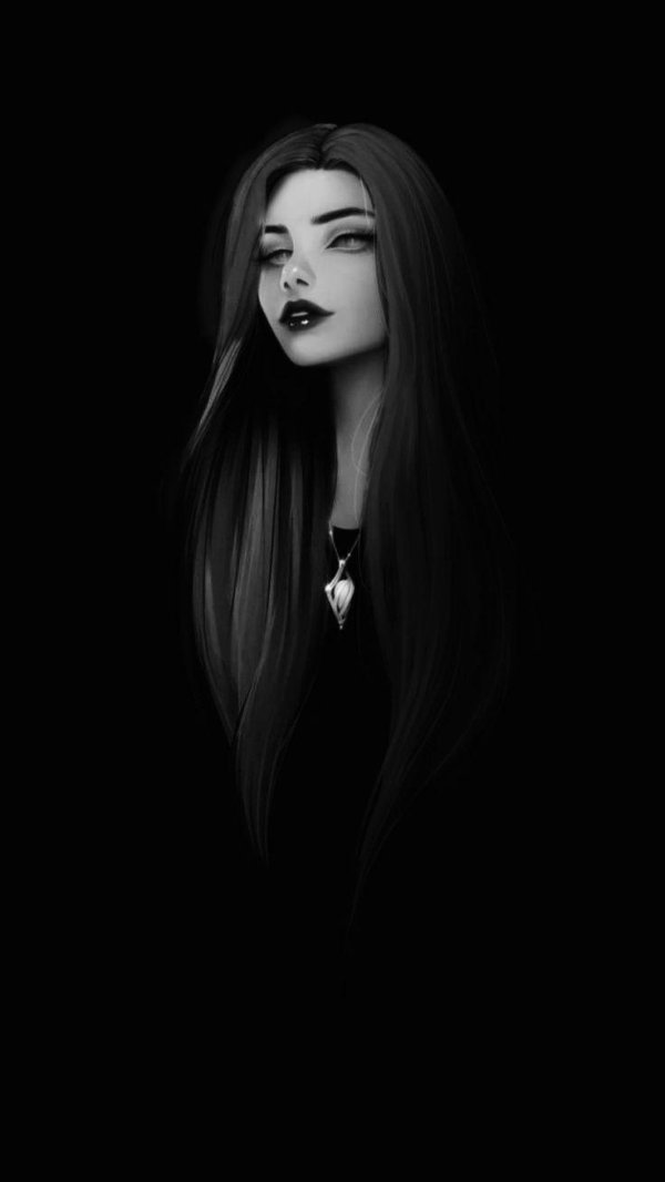 Девушка черным цветом