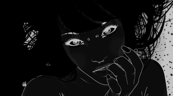 Девушка черным цветом