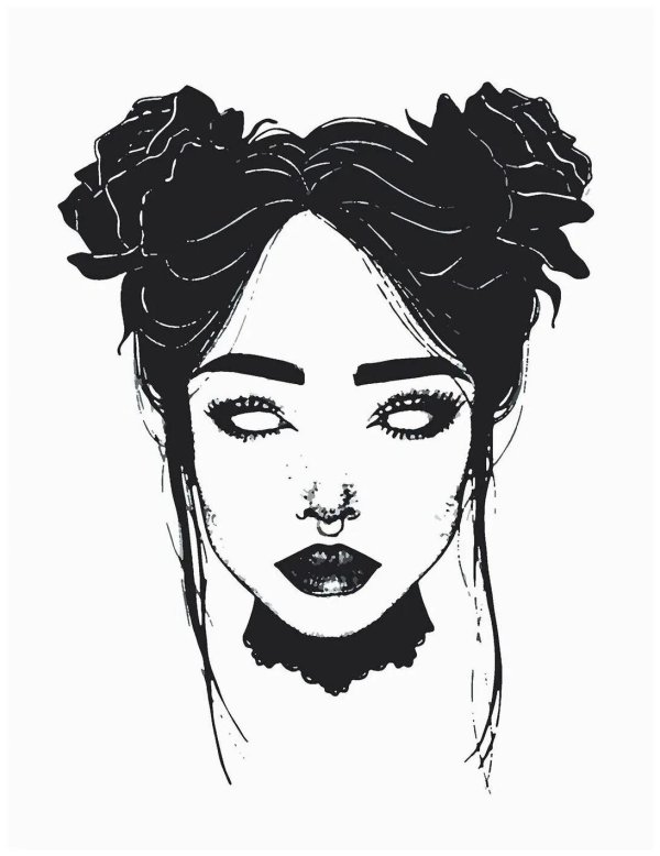 Девушка черным цветом