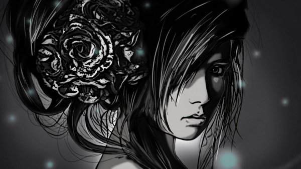 Девушка черным цветом