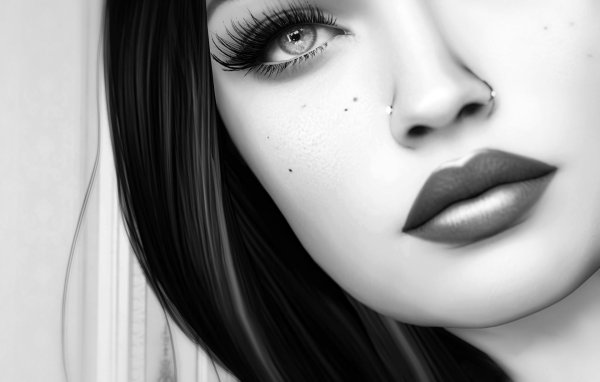 Девушка черным цветом