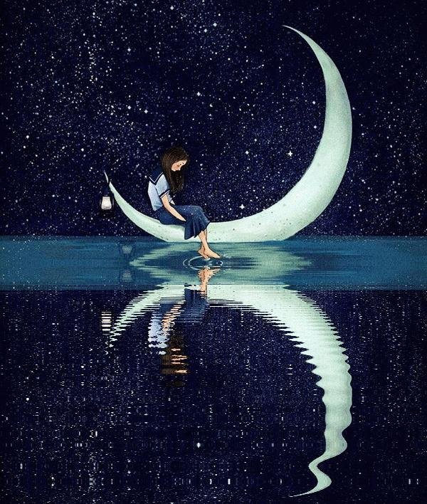 Девушка на месяце