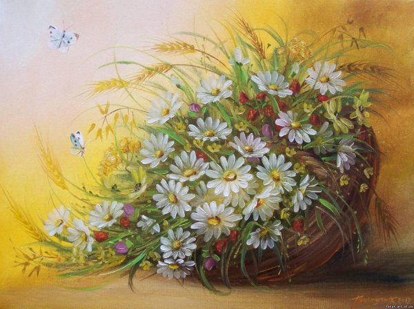 ромашки живопись