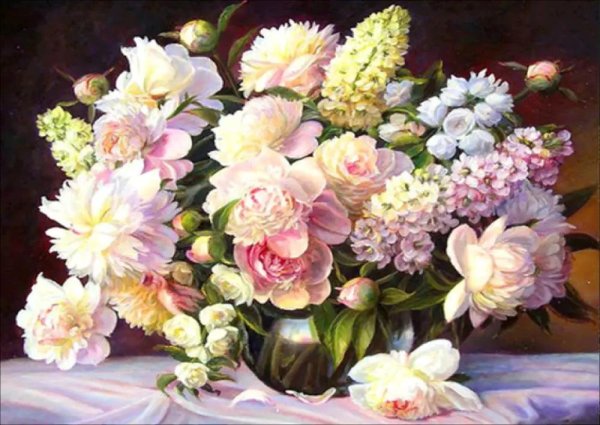 букет пионов картина