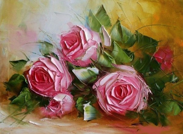 роза маслом на холсте