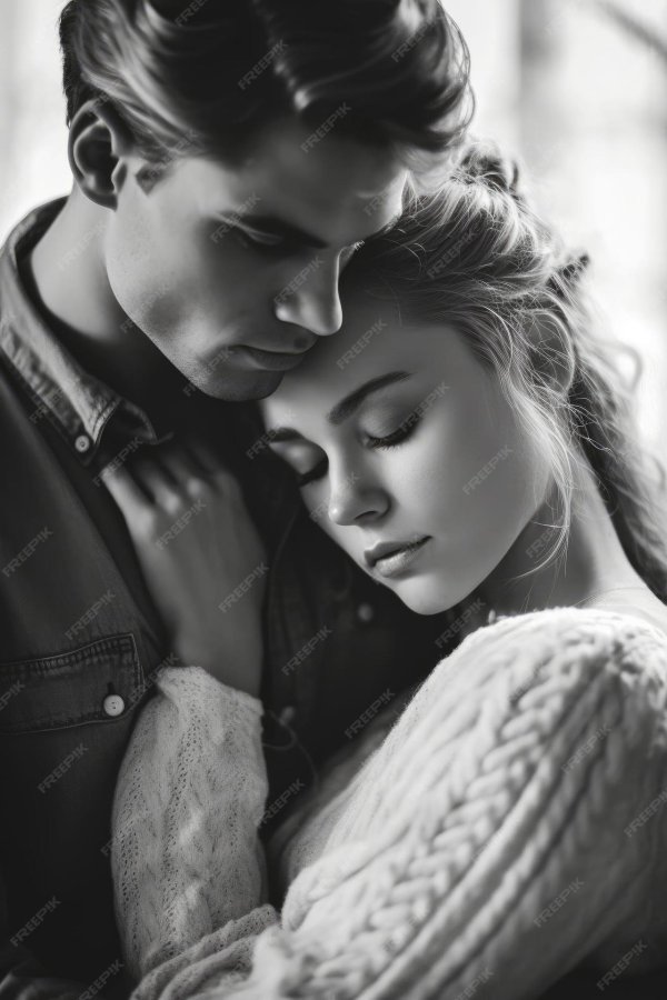 Девушка обнимает мужчину
