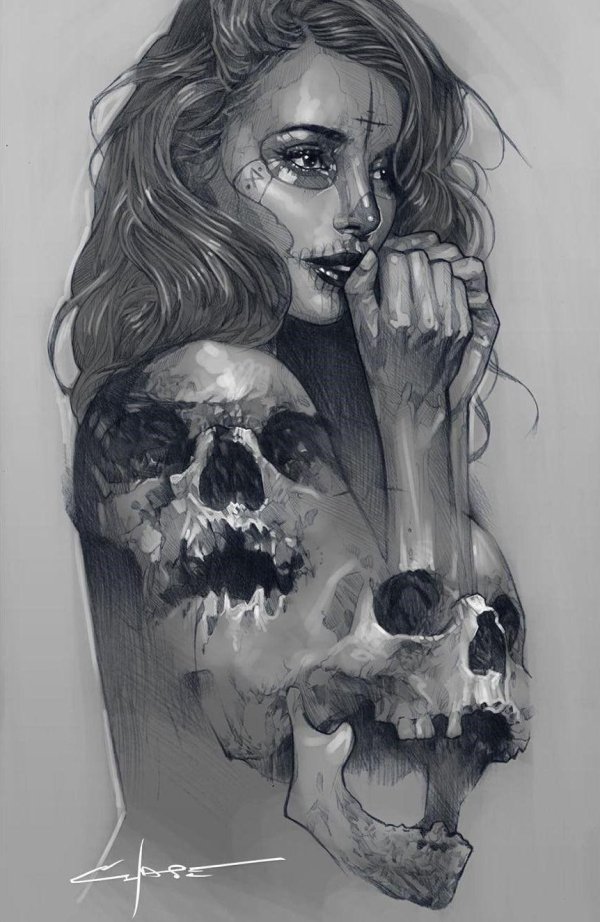 Девушка и череп