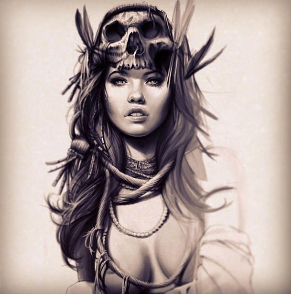 Девушка и череп