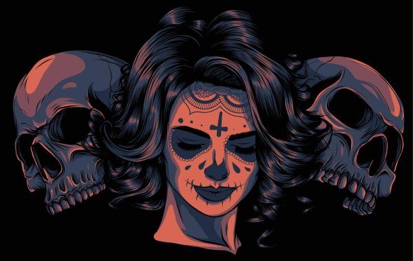 Девушка и череп