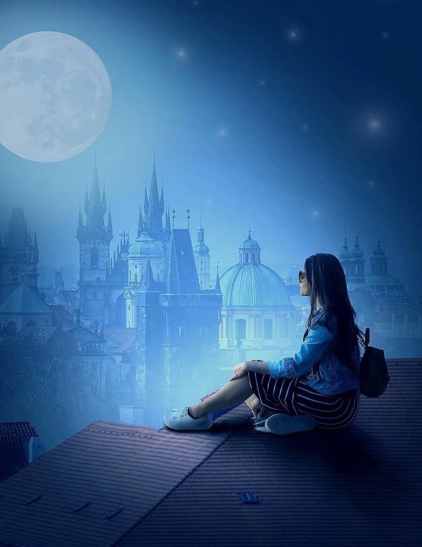 Девушка под луной