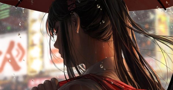 Девушка под зонтом