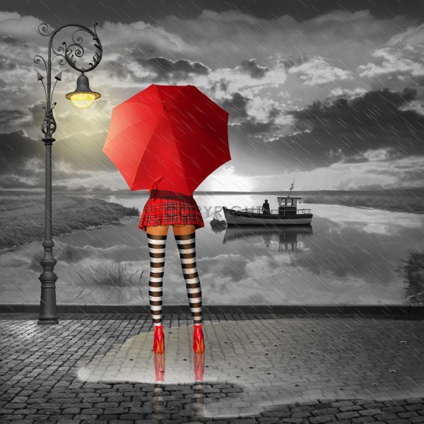 Девушка под зонтом