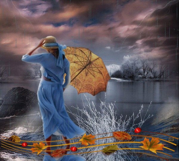 Девушка под зонтом