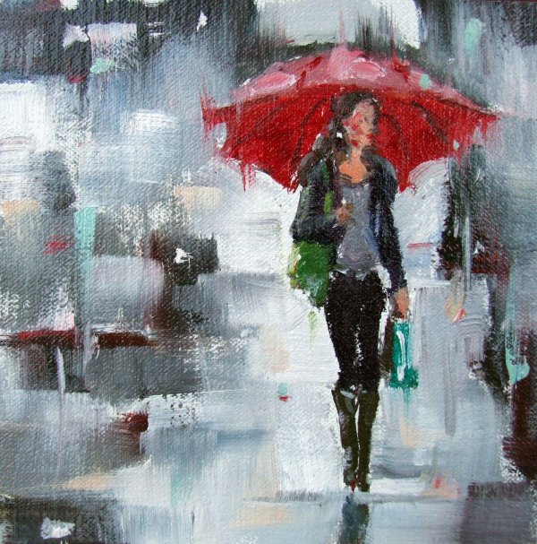 Девушка под зонтом