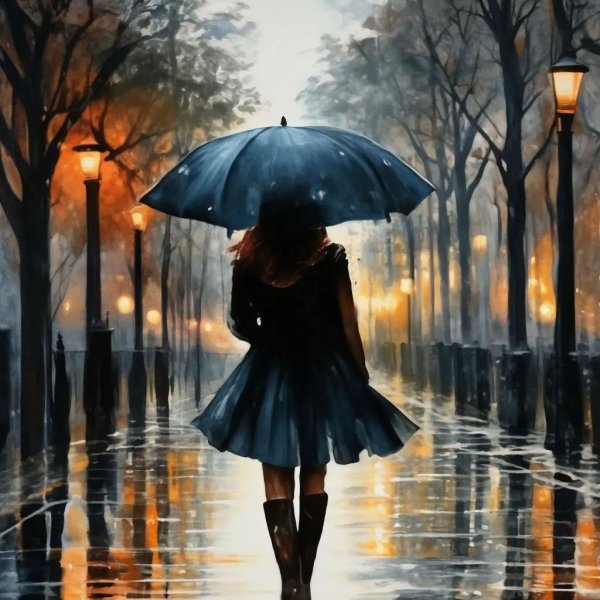 Девушка под зонтом