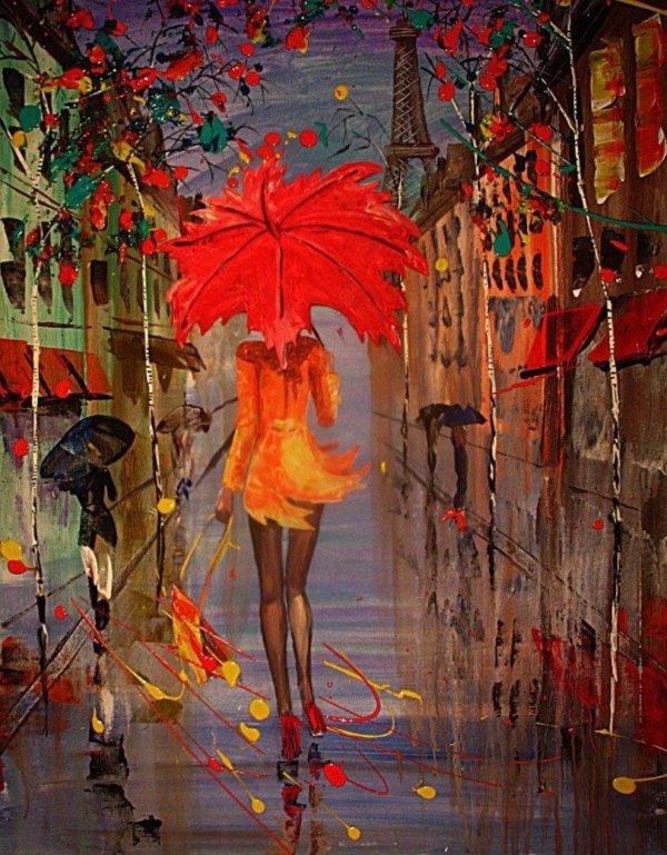 Девушка под зонтом