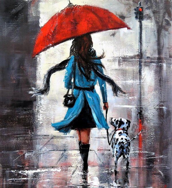 Девушка под зонтом