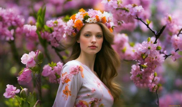 Девушка среди цветов