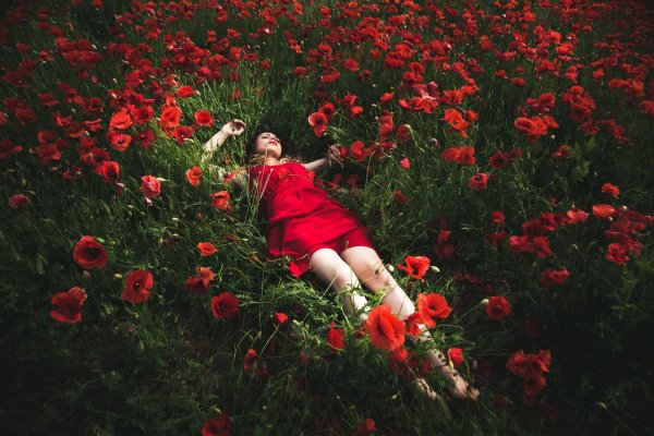 Девушка среди цветов