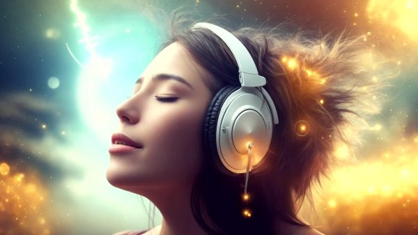 Девушка слушает музыку