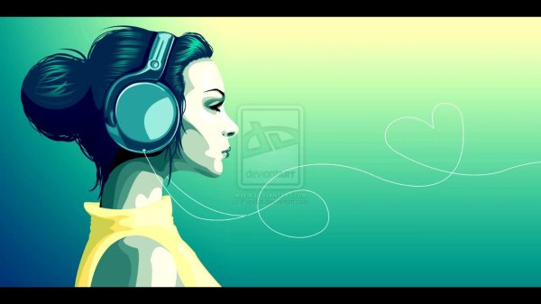 Девушка слушает музыку