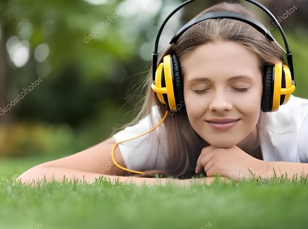 Девушка слушает музыку