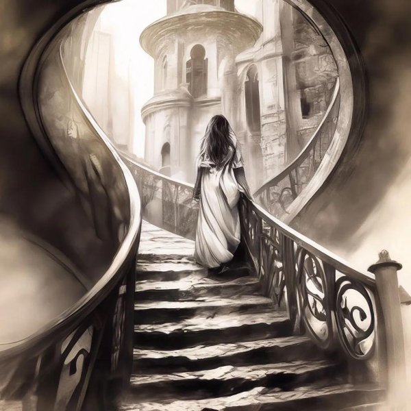 Девушка на лестнице