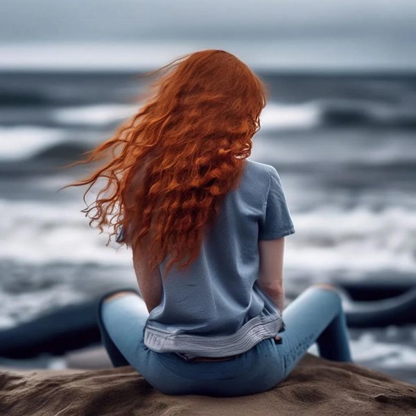 Девушка сидящая спиной