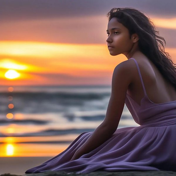 Девушка сидящая спиной