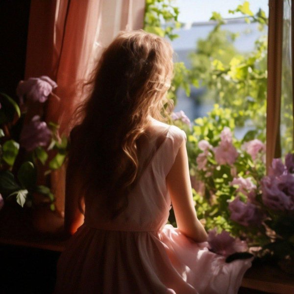 Девушка сидящая спиной