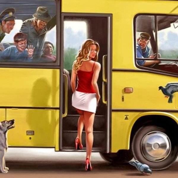 Девушка и автобус