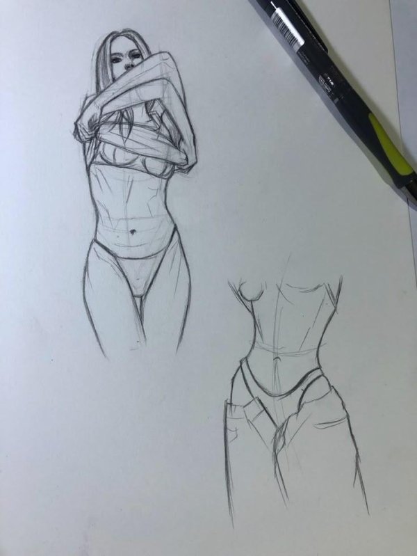 Карандашом с девушками легкие