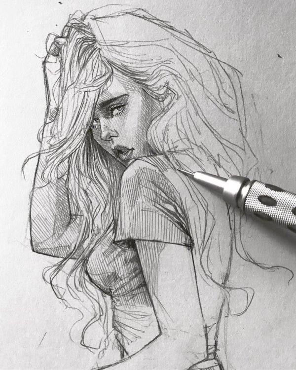 Карандашом с девушками легкие